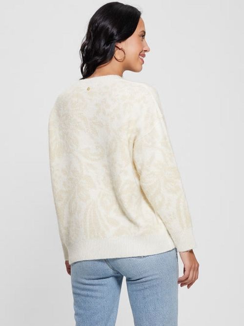 Guess Hibiscus Wool-Blend Sweater Wit | GUESS-SN27722