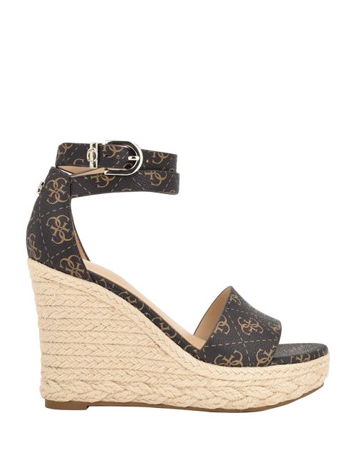 Guess Hidy Logo Espadrille Wedges Bruin | GUESS-SN29595