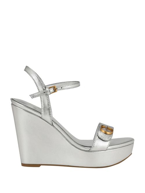 Guess Himifa Shimmer Metallic G Wedge Sandals Zilver | GUESS-SN29765