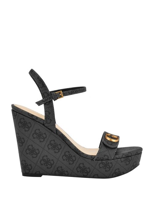 Guess Himifa Shimmer Metallic G Wedge Sandals Zwart | GUESS-SN29773