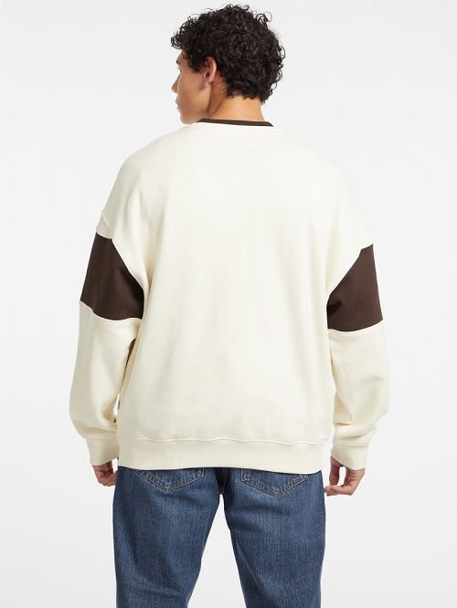 Guess Horizontal Stripe Crewneck Sweatshirt Wit | GUESS-SN30986