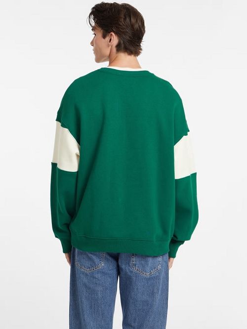 Guess Horizontal Stripe Crewneck Sweatshirt Groen | GUESS-SN31009
