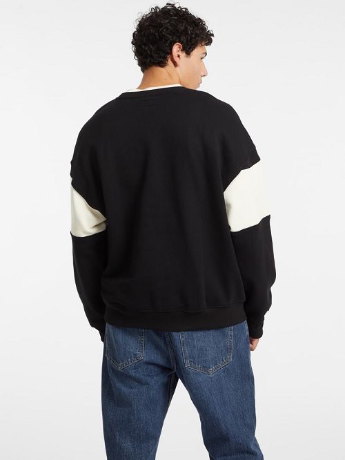 Guess Horizontal Stripe Crewneck Sweatshirt Zwart | GUESS-SN31018