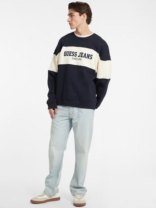 Guess Horizontal Stripe Crewneck Sweatshirt Blauw | GUESS-SN31022