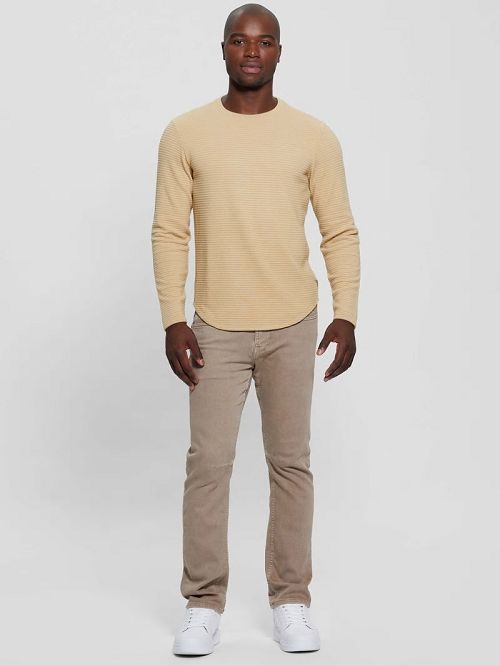 Guess Hudson Linear Texture Tee Beige | GUESS-SN30697