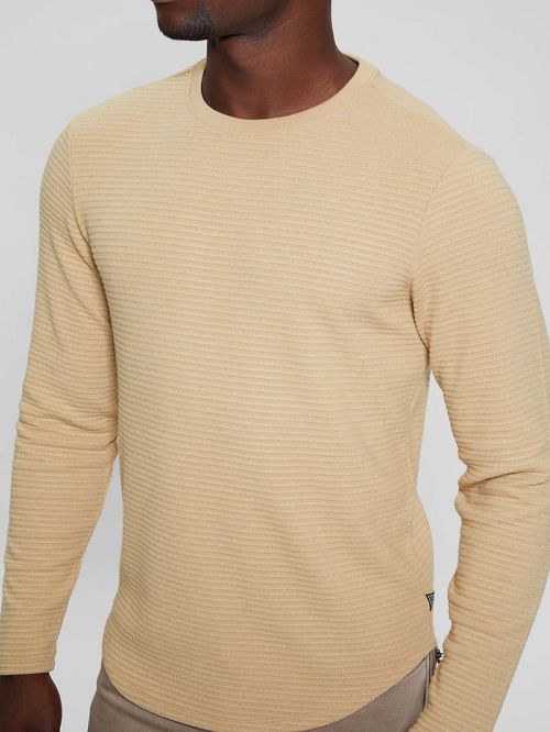 Guess Hudson Linear Texture Tee Beige | GUESS-SN30697