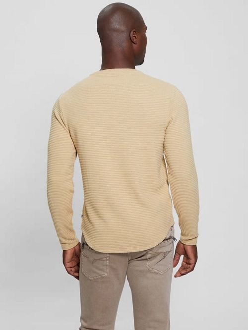 Guess Hudson Linear Texture Tee Beige | GUESS-SN30697