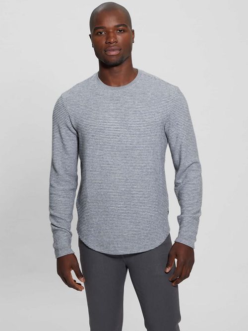 Guess Hudson Linear Texture Tee Grijs | GUESS-SN30687