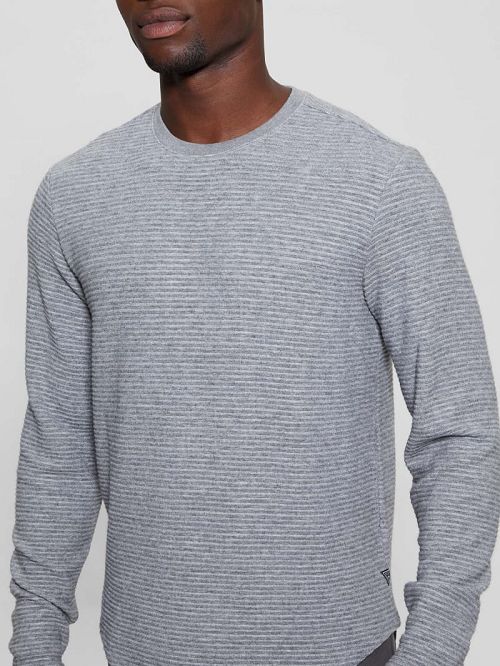 Guess Hudson Linear Texture Tee Grijs | GUESS-SN30687