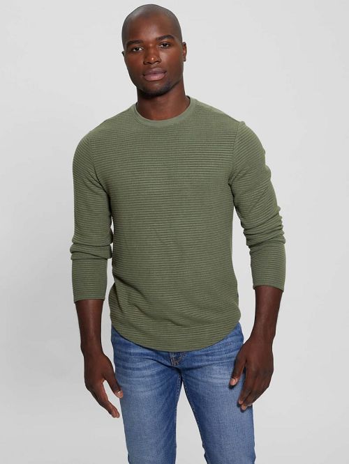 Guess Hudson Linear Texture Tee Groen | GUESS-SN30688