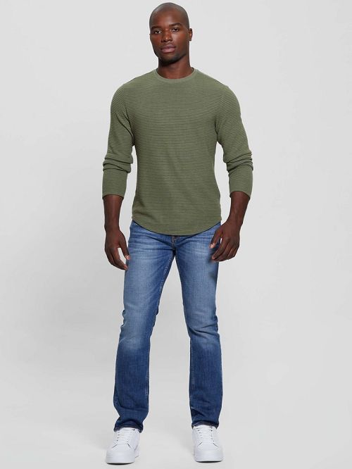 Guess Hudson Linear Texture Tee Groen | GUESS-SN30688