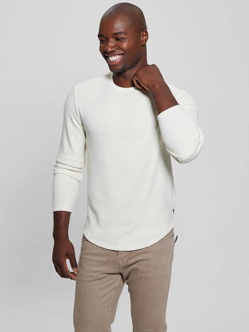 Guess Hudson Linear Texture Tee Wit | GUESS-SN30693
