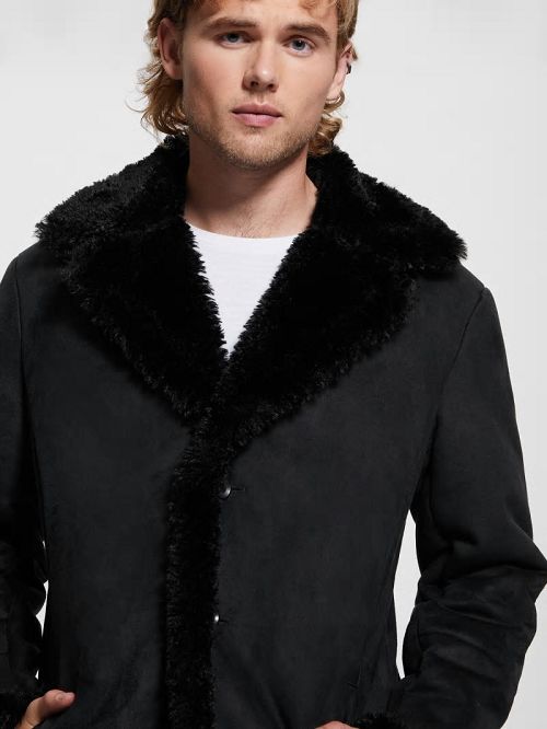 Guess Ian Faux-Suede Coat Zwart | GUESS-SN30778