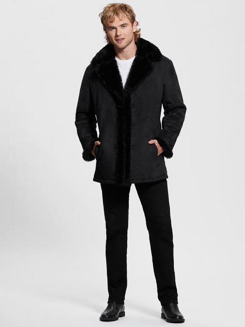 Guess Ian Faux-Suede Coat Zwart | GUESS-SN30778