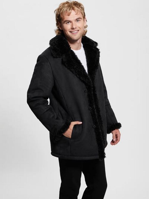 Guess Ian Faux-Suede Coat Zwart | GUESS-SN30778