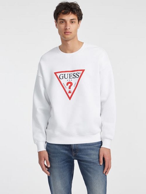 Guess Iconic Crewneck Sweatshirt Wit | GUESS-SN31534