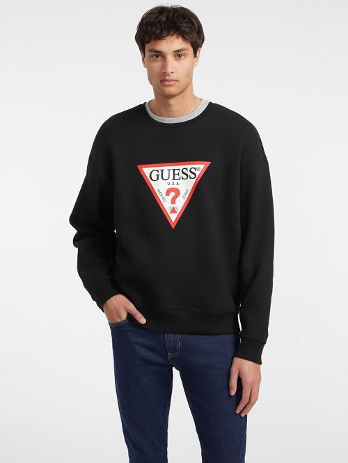 Guess Iconic Crewneck Sweatshirt Zwart | GUESS-SN31019