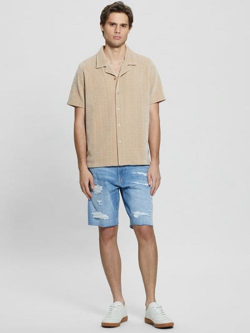 Guess Imperial Textured Knit Shirt Beige | GUESS-SN31195