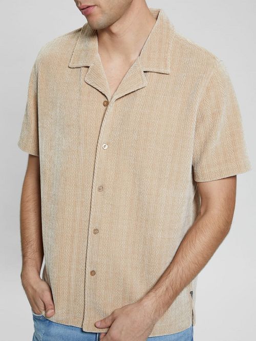Guess Imperial Textured Knit Shirt Beige | GUESS-SN31195