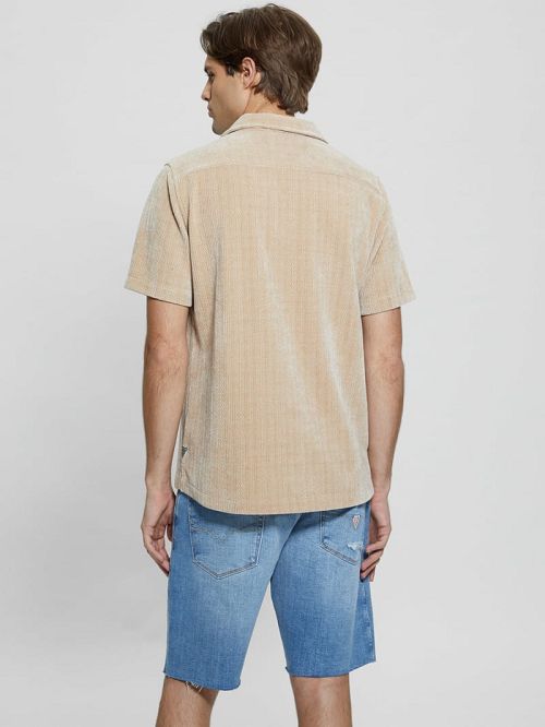 Guess Imperial Textured Knit Shirt Beige | GUESS-SN31195