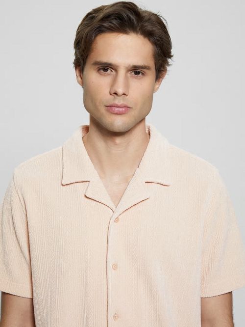 Guess Imperial Textured Knit Shirt Roze | GUESS-SN31200