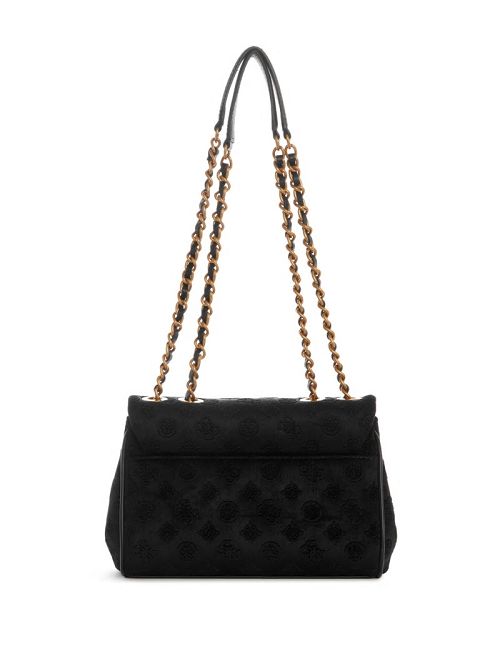 Guess Inia Velvet Convertible Crossbody Zwart | GUESS-SN29101