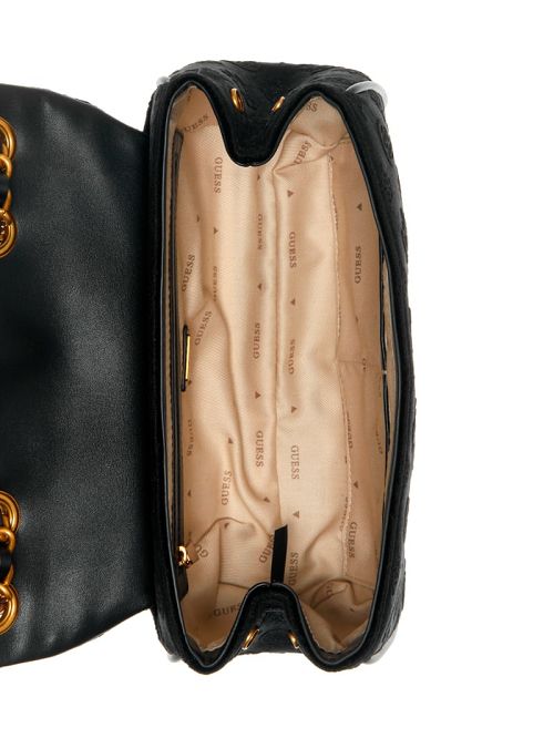 Guess Inia Velvet Convertible Crossbody Zwart | GUESS-SN29101