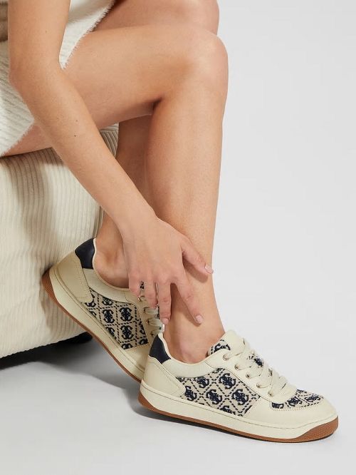 Guess Invited Jacquard Low Top Beige | GUESS-SN29546