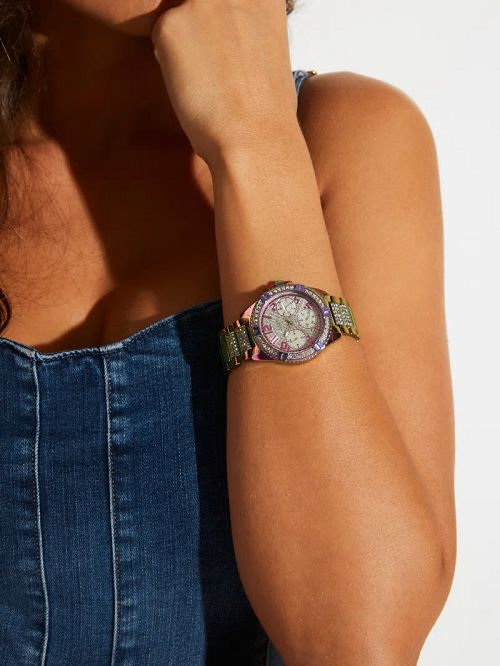 Guess Iridescent Crystal Multifunction Watch Bruin | GUESS-SN30040