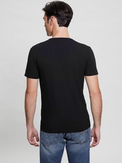 Guess Iridescent Logo Graphic Tee Zwart | GUESS-SN30538