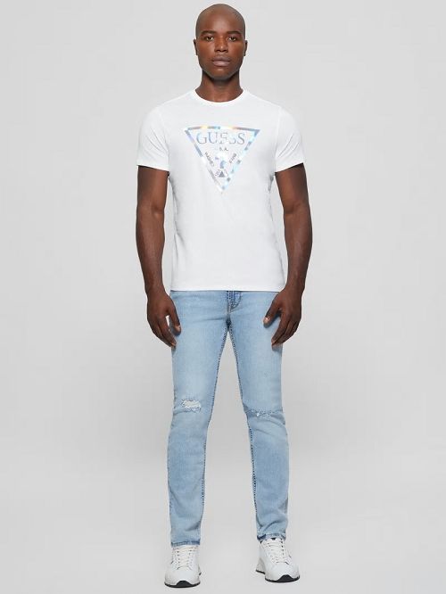 Guess Iridescent Signature Tee Wit | GUESS-SN30530