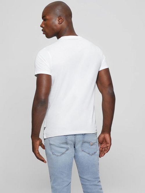Guess Iridescent Signature Tee Wit | GUESS-SN30530