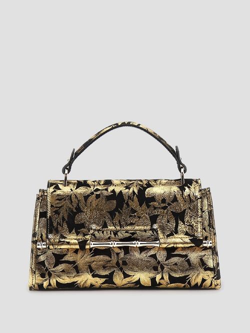 Guess Iris Floral Mini Top Handle Bag Goud | GUESS-SN28919