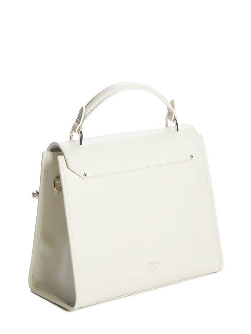 Guess Iris Leather Top Handle Bag Beige | GUESS-SN29284