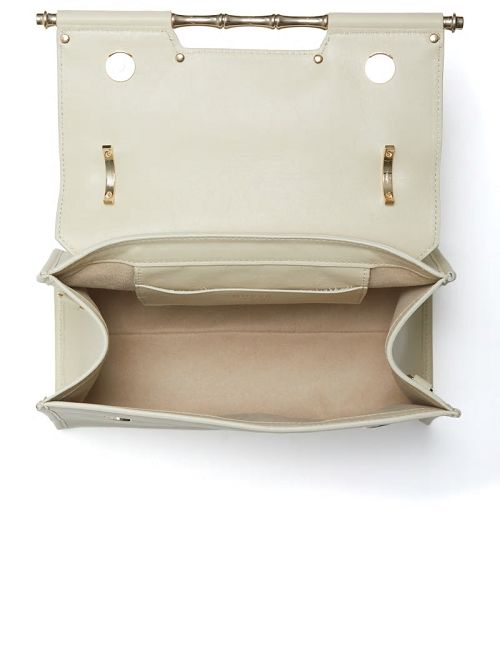 Guess Iris Leather Top Handle Bag Beige | GUESS-SN29284