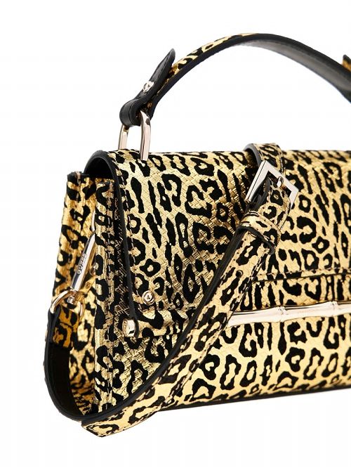 Guess Iris Leopard Mini Top Handle Bag Goud | GUESS-SN28657