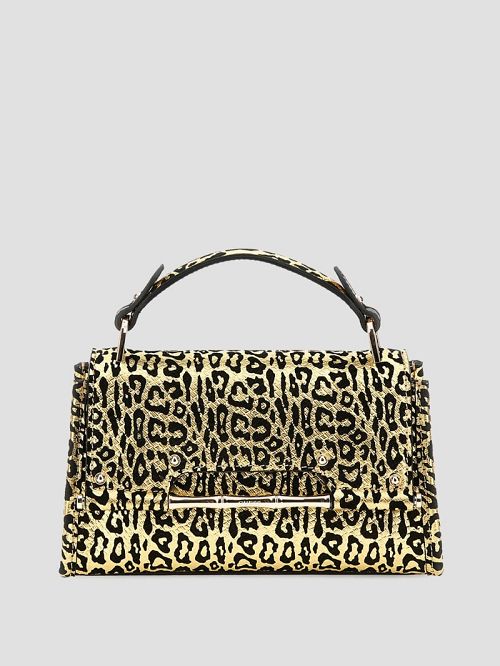 Guess Iris Leopard Mini Top Handle Bag Goud | GUESS-SN28657