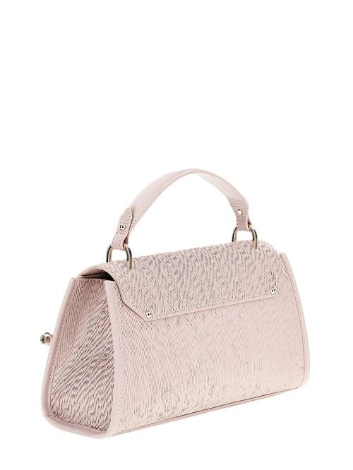 Guess Iris Textured Leather Top Handle Bag Beige | GUESS-SN29298