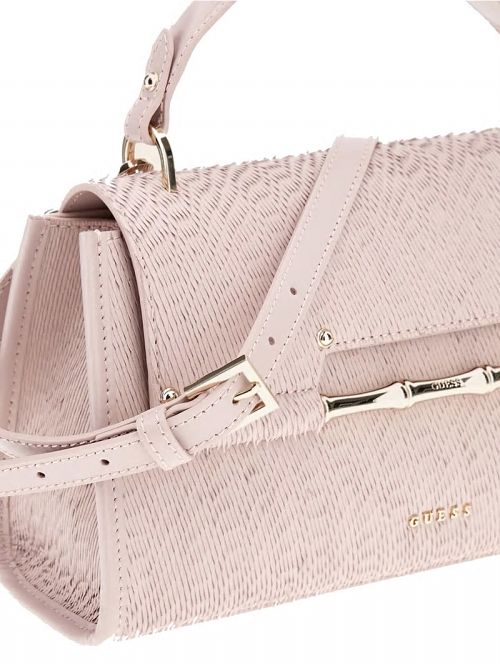 Guess Iris Textured Leather Top Handle Bag Beige | GUESS-SN29298