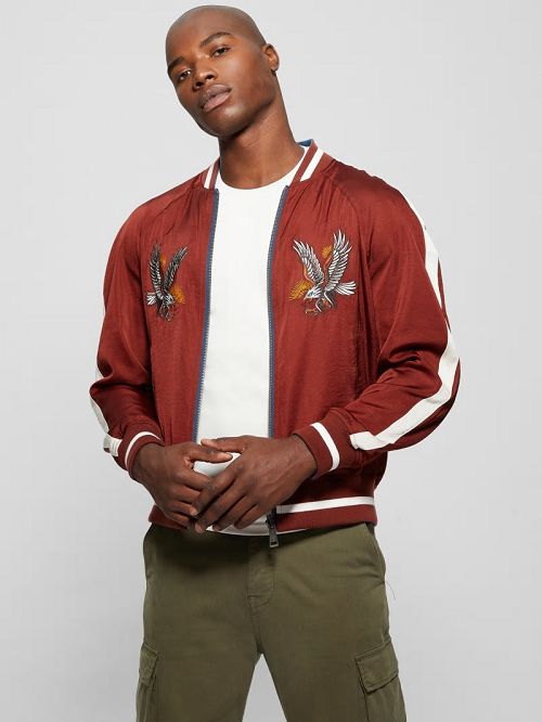 Guess Irvine Reversible Souvenir Jacket Blauw | GUESS-SN30726