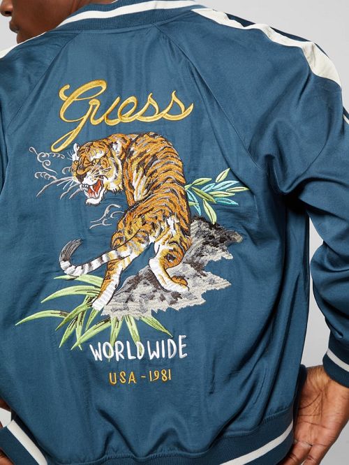 Guess Irvine Reversible Souvenir Jacket Blauw | GUESS-SN30726