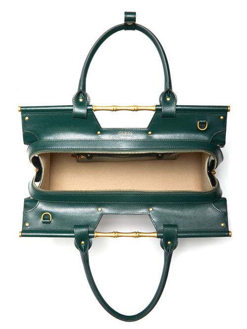 Guess Isa Crocodile-Embossed Leather Satchel Grijs | GUESS-SN29231