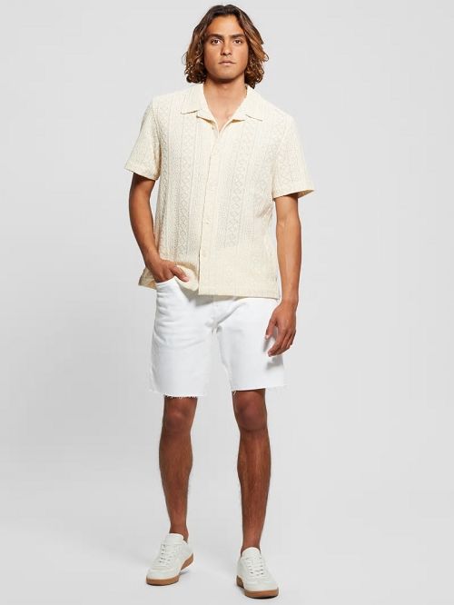 Guess Island Crochet Shirt Beige | GUESS-SN31313