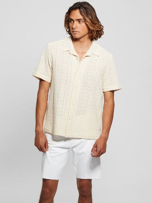 Guess Island Crochet Shirt Beige | GUESS-SN31313
