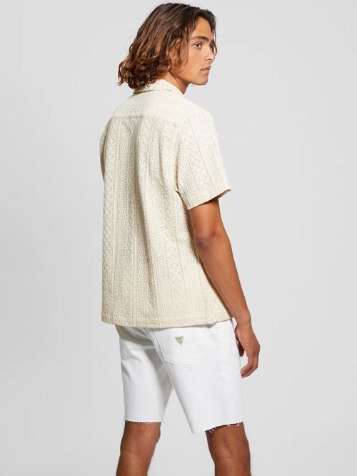 Guess Island Crochet Shirt Beige | GUESS-SN31313