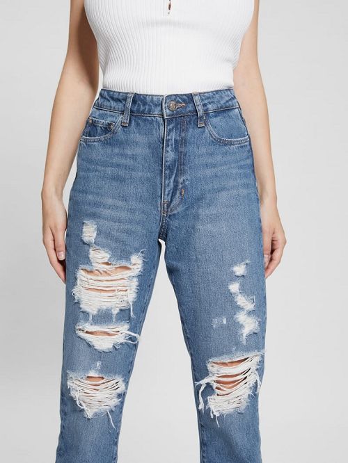 Guess It Girl Distressed Jeans Blauw | GUESS-SN26628