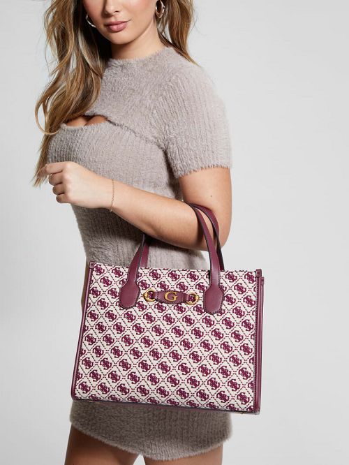 Guess Izzy Jacquard Logo Tote Roze | GUESS-SN28717
