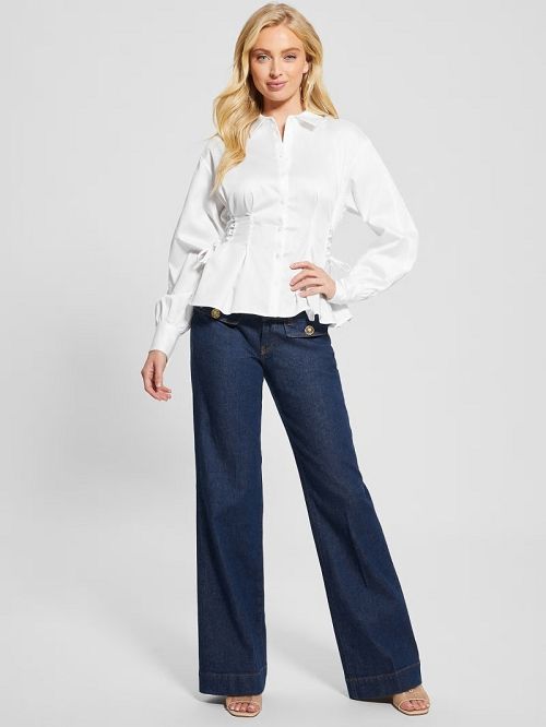 Guess Jackie Lace-Up Top Wit | GUESS-SN27499