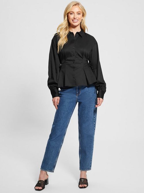 Guess Jackie Lace-Up Top Zwart | GUESS-SN27547