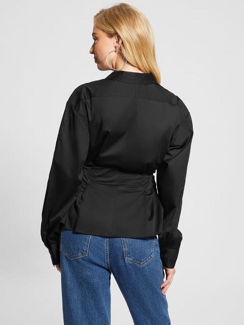 Guess Jackie Lace-Up Top Zwart | GUESS-SN27547
